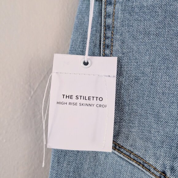 NWT Sam Edelman The Stiletto High Rise Skinny Crop Jeans Bow Detail Flirty Sz 30 - Picture 7 of 10